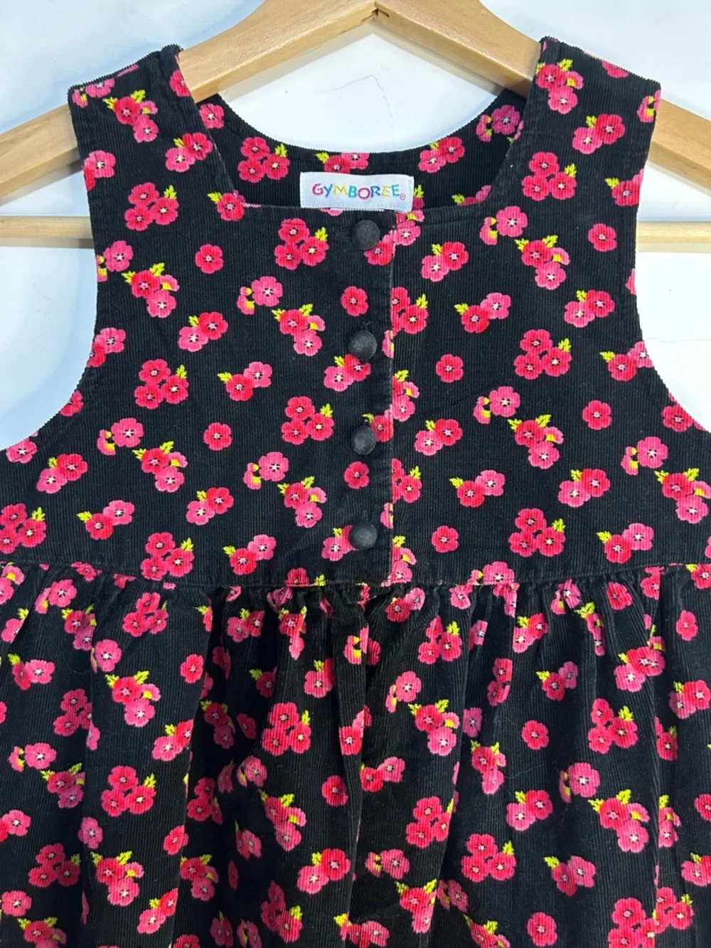 Gymboree Vintage Y2K Floral Black Ribbed‎ Dress Girls Size Large